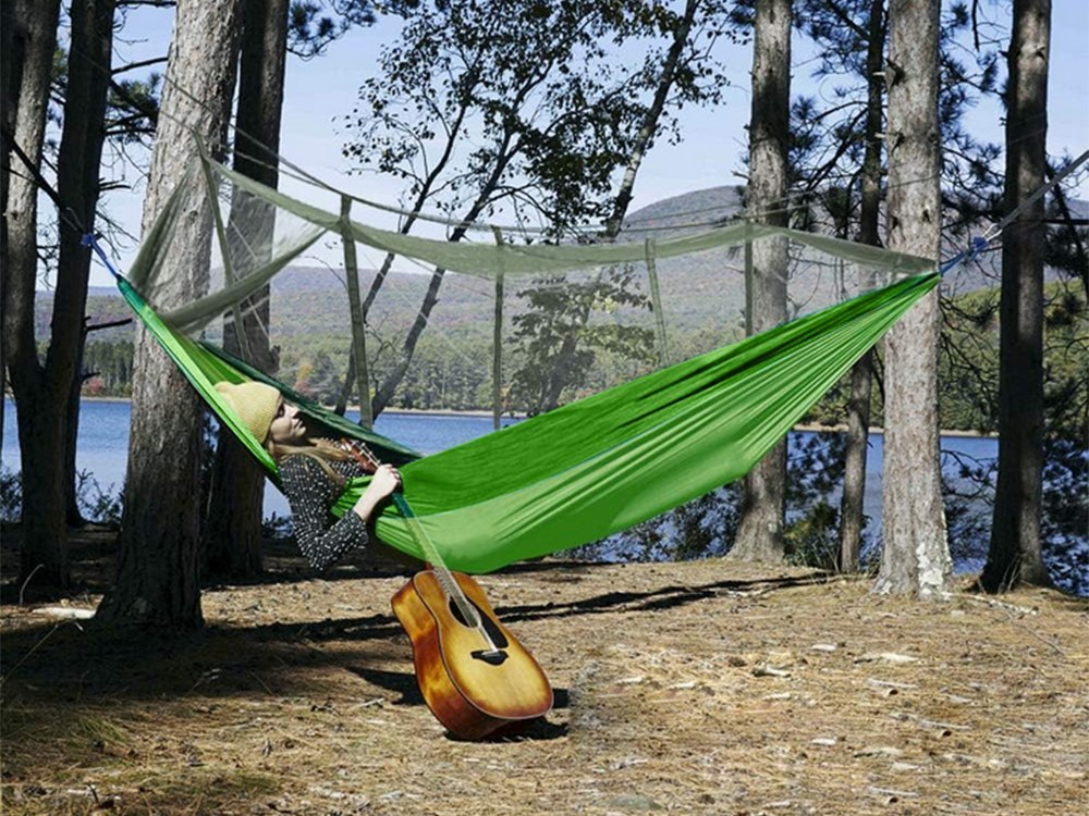 LEKKI HAMAK MOSKITIERA WĘDRÓWKA ZESTAW WYPOCZYNEK AKTYWNY MARSZ DO LASU